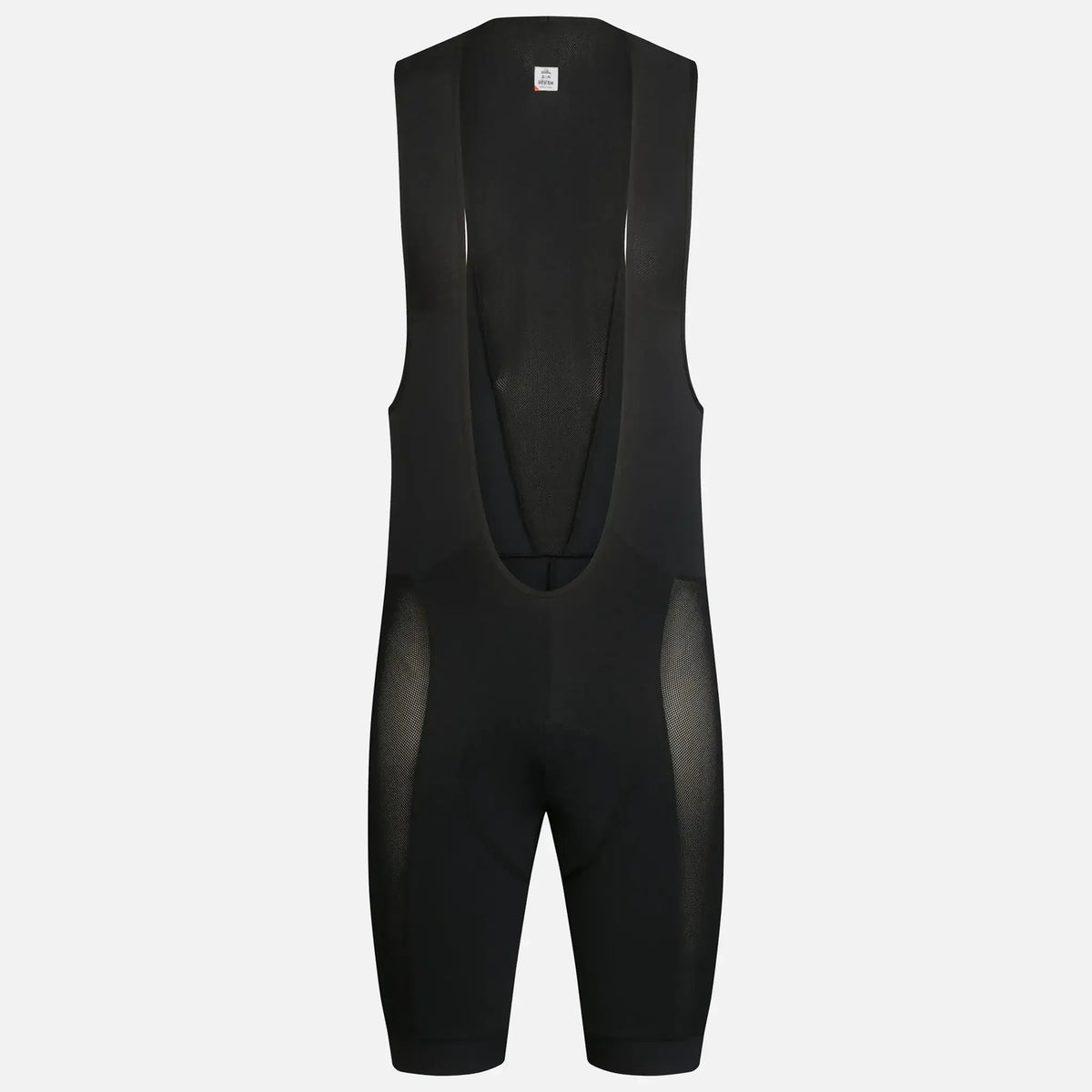 Black cycling bib shorts with mesh panels and ergonomic design for comfort and performance