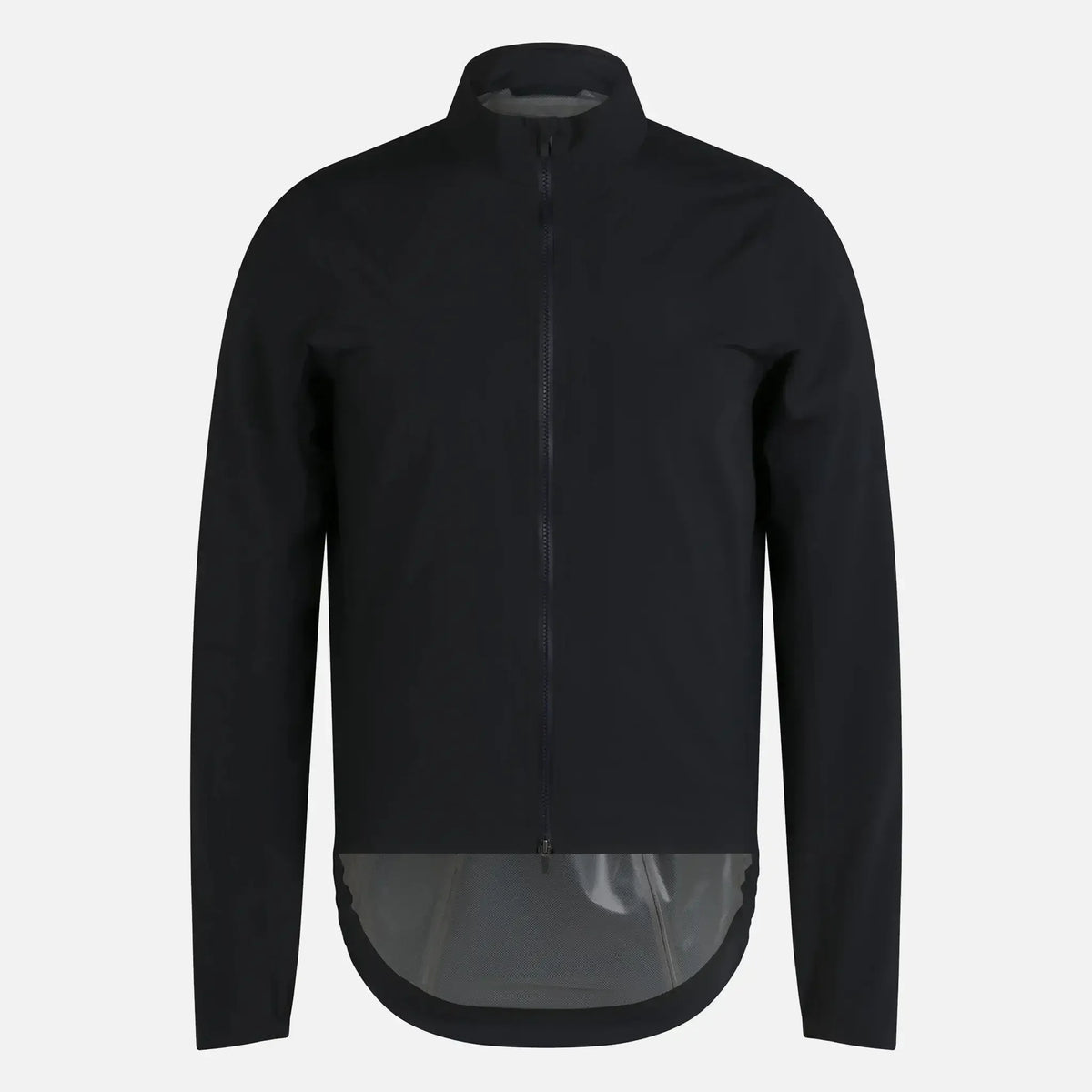 Black cycling jacket with full zip and mesh back panel for ventilation