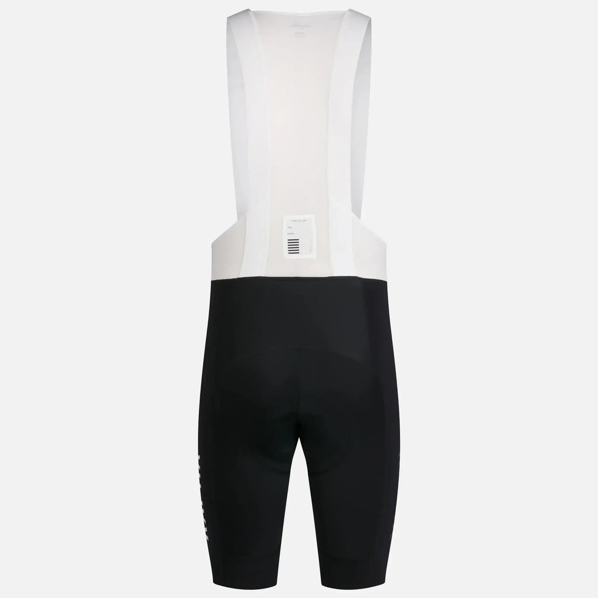 Black and white cycling bib shorts with padded design for comfort