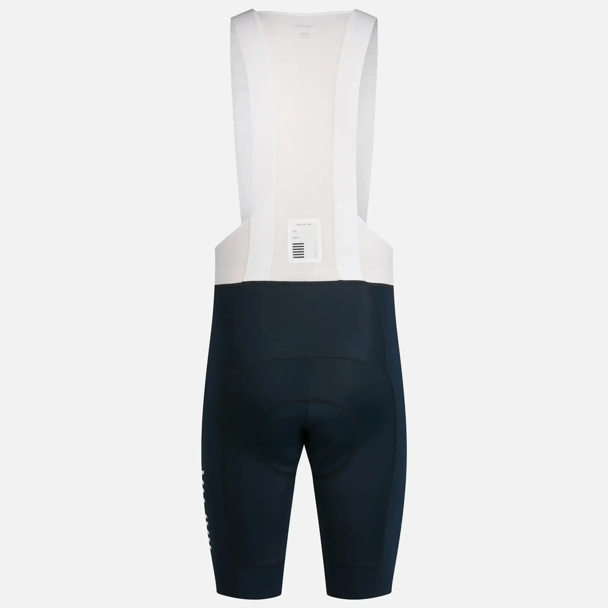 Black and white cycling bib shorts with padded design for comfort